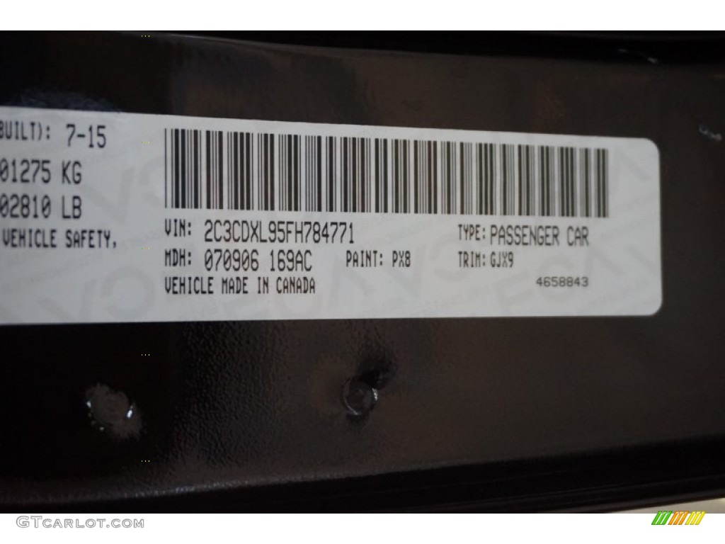 2015 Charger Color Code PX8 for Pitch Black Photo #106055952