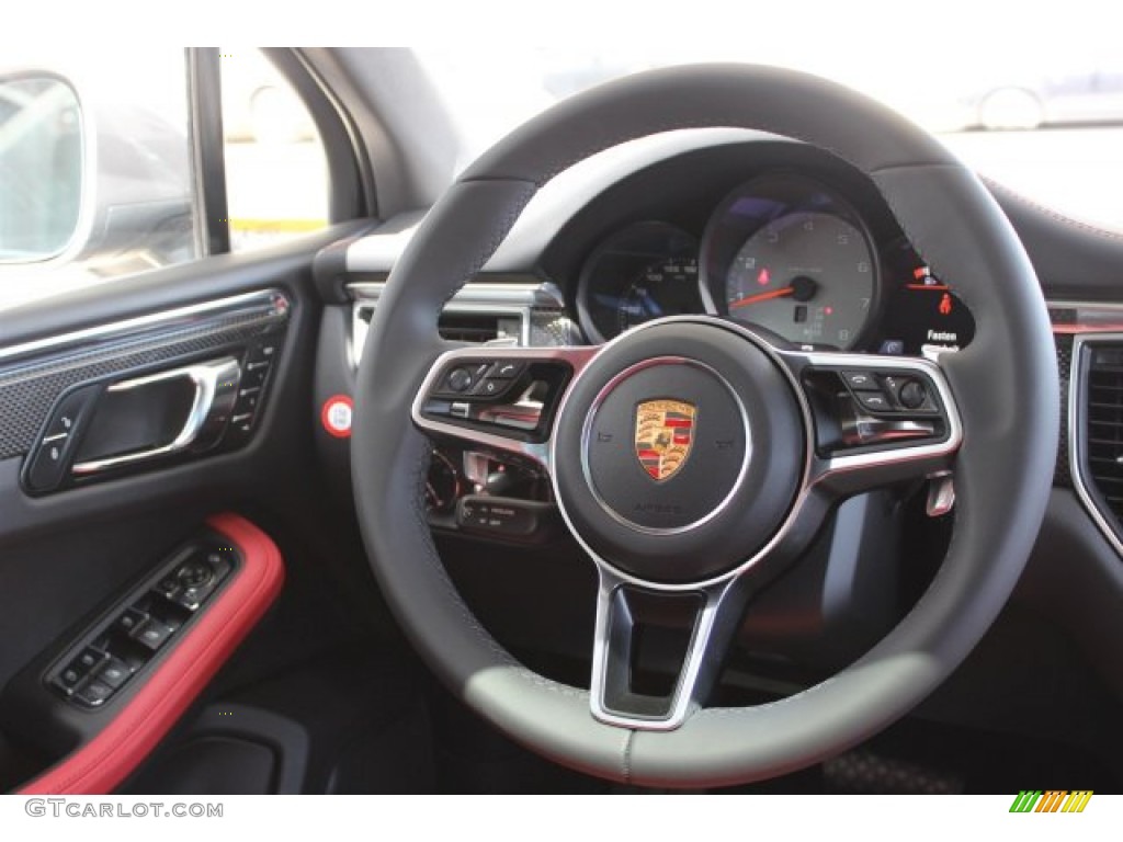 2016 Porsche Macan S Black/Garnet Red Steering Wheel Photo #106068969