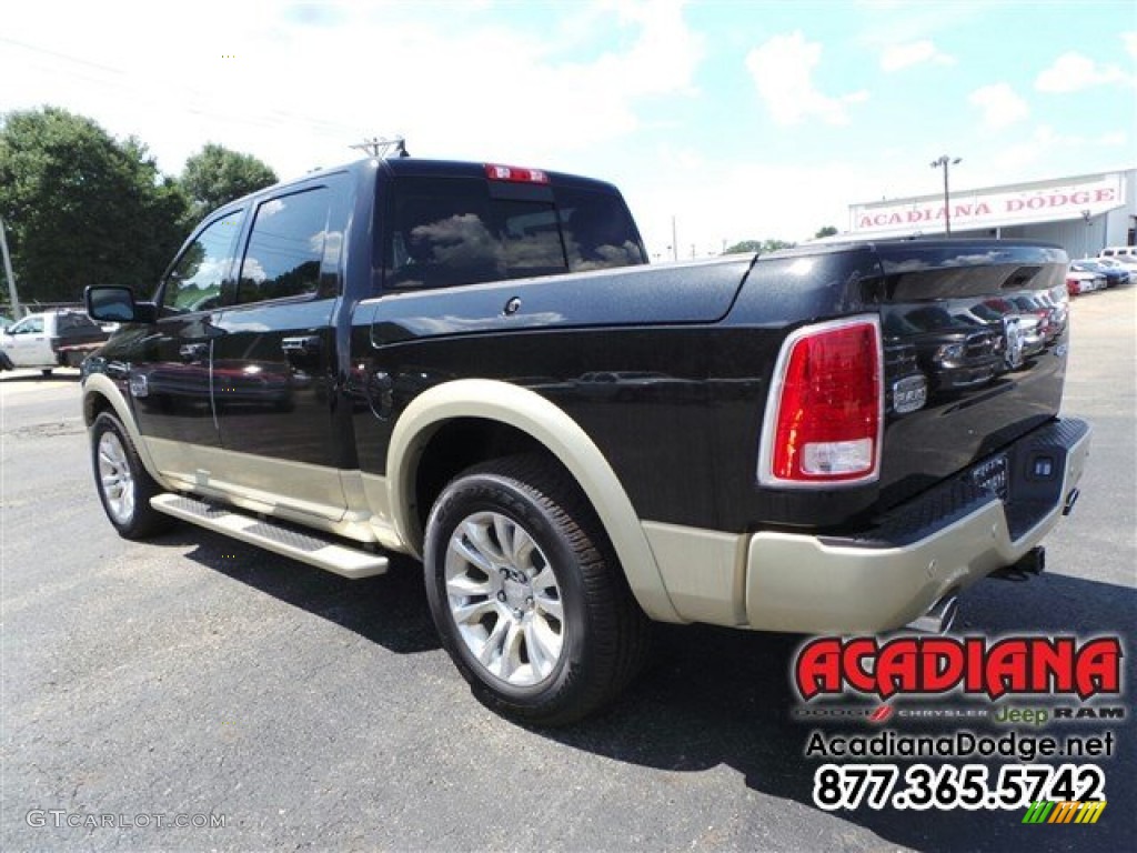 2015 1500 Laramie Long Horn Crew Cab 4x4 - Black / Canyon Brown/Light Frost photo #2