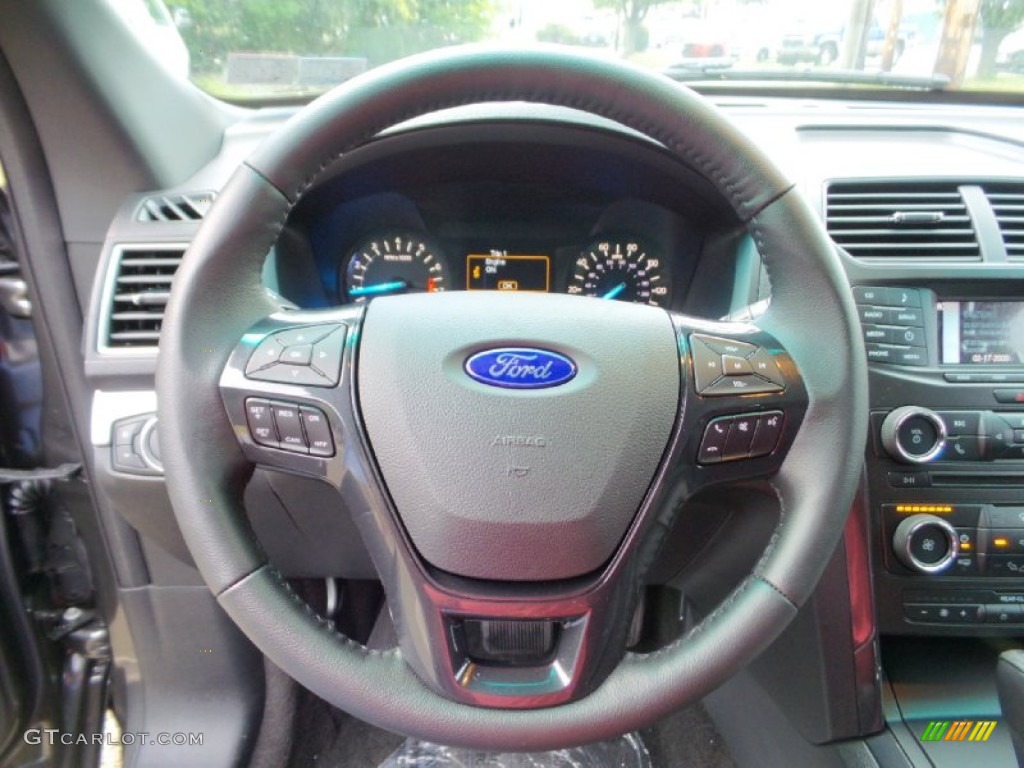 2016 Ford Explorer XLT 4WD Ebony Black Steering Wheel Photo #106094242