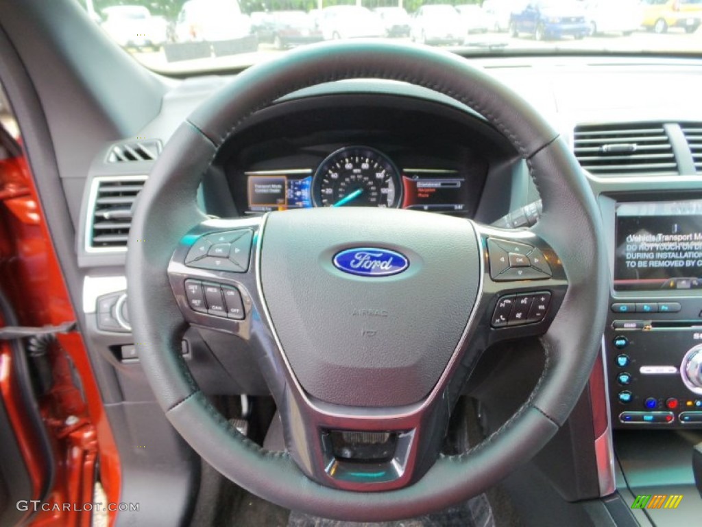 2016 Ford Explorer Limited 4WD Ebony Black Steering Wheel Photo #106094695