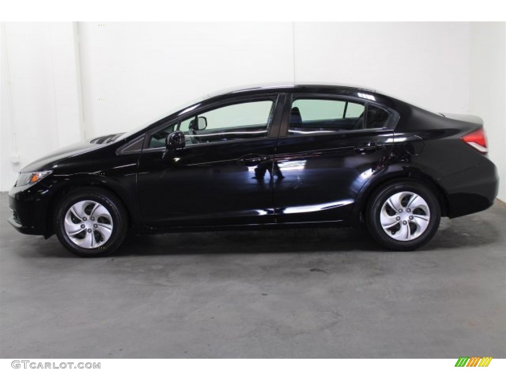 2013 Civic LX Sedan - Crystal Black Pearl / Black photo #6