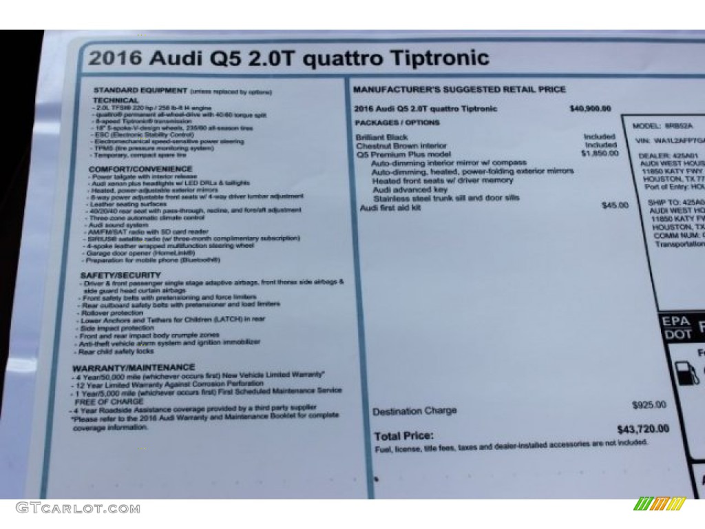 2016 Q5 2.0 TFSI Premium quattro - Brilliant Black / Chestnut Brown photo #8