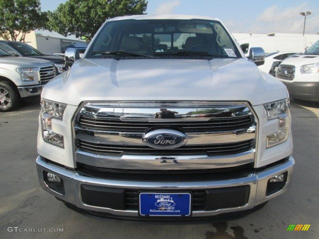 2015 F150 Lariat SuperCrew - White Platinum Tricoat / Medium Light Camel photo #7