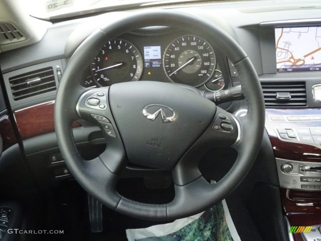 2015 Infiniti Q70 3.7 AWD Graphite Steering Wheel Photo #106151998