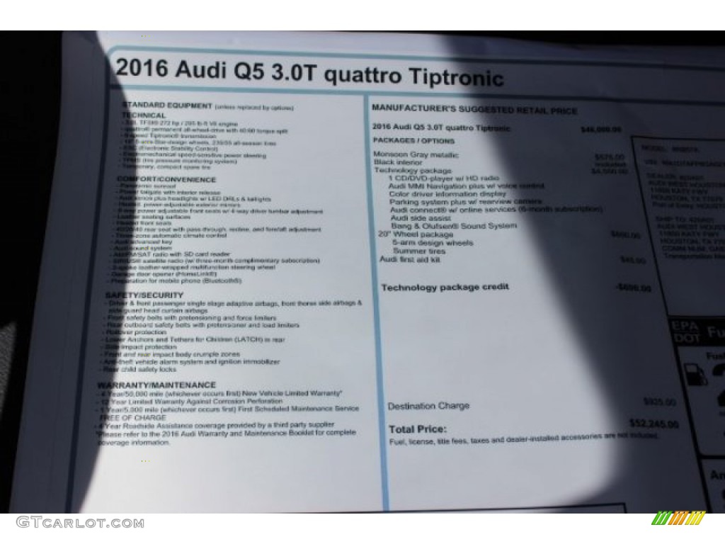 2016 Q5 3.0 TFSI Premium Plus quattro - Monsoon Gray Metallic / Black photo #8