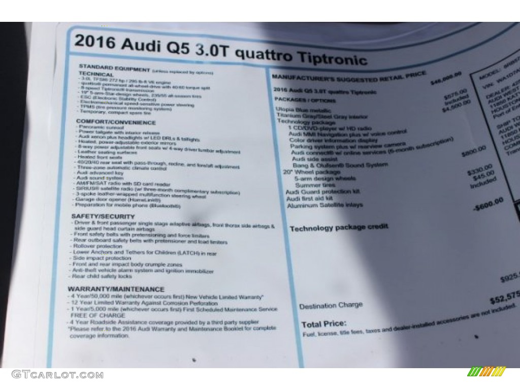 2016 Q5 3.0 TFSI Premium Plus quattro - Utopia Blue Metallic / Titanium Gray photo #8