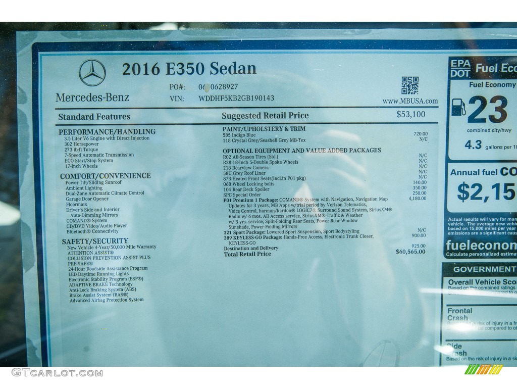 2016 E 350 Sedan - Indigo Blue Metallic / Crystal Grey/Black photo #12