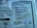  2009 Mustang Shelby GT500KR Coupe Window Sticker