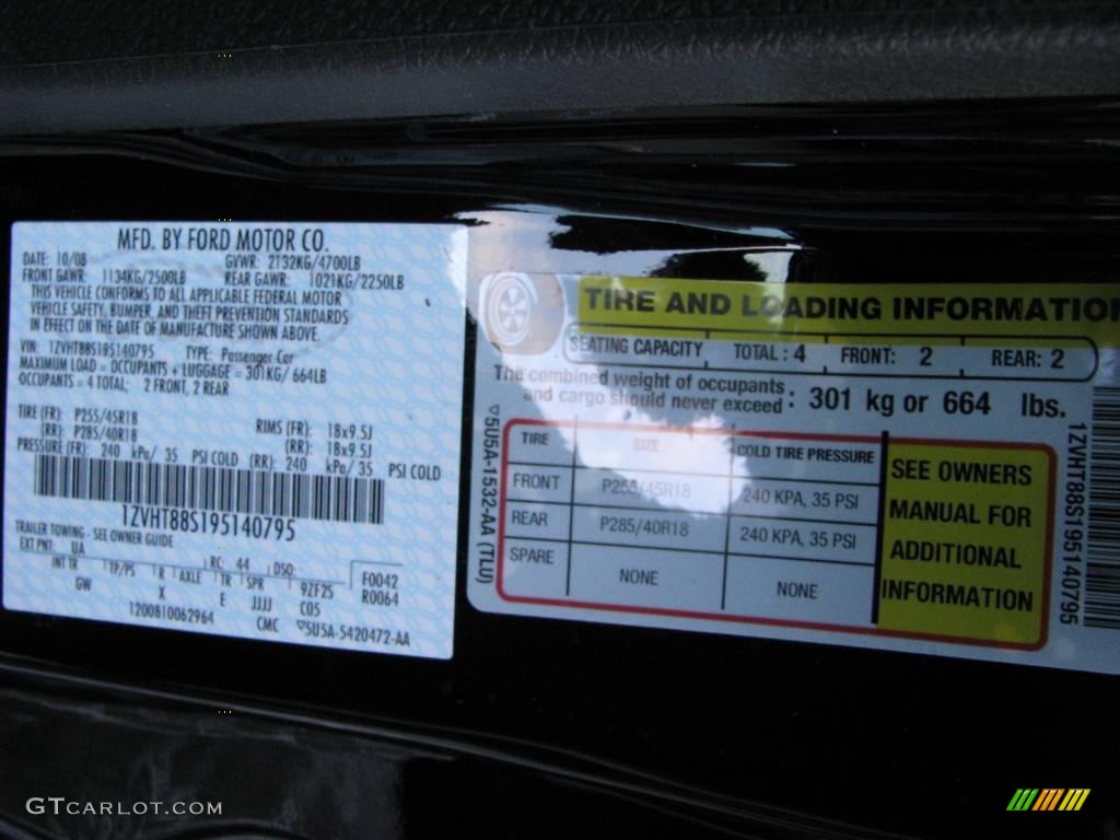 2009 Mustang Color Code UA for Black Photo #10617416