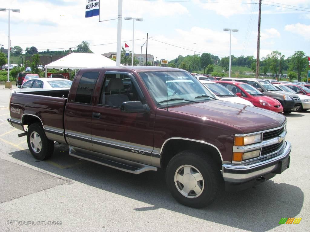 1998 C/K K1500 Silverado Extended Cab 4x4 - Dark Carmine Red Metallic / Gray photo #10