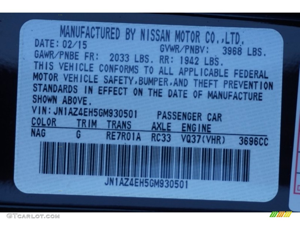 2016 Nissan 370Z Sport Coupe Parts Photos