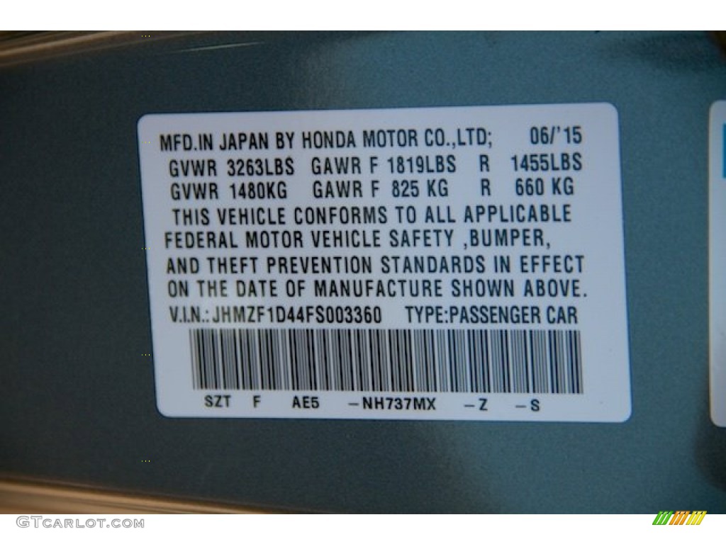 2015 CR-Z Color Code NH737MX for Polished Metal Metallic Photo #106201119