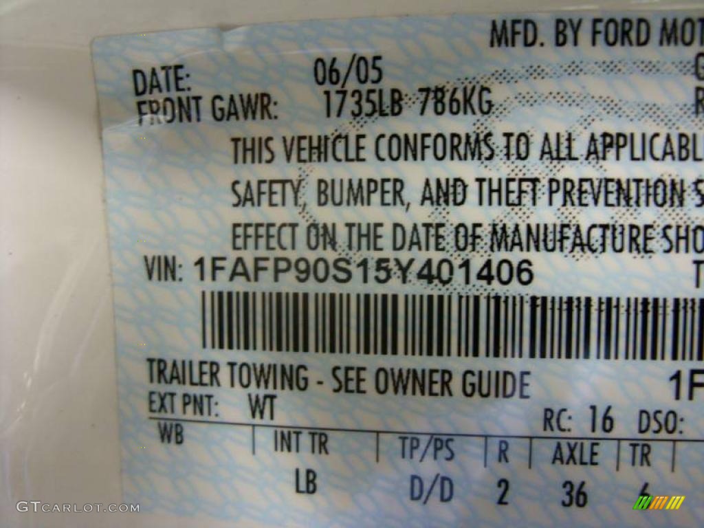 2005 GT Color Code WT for Centennial White Photo #10621768