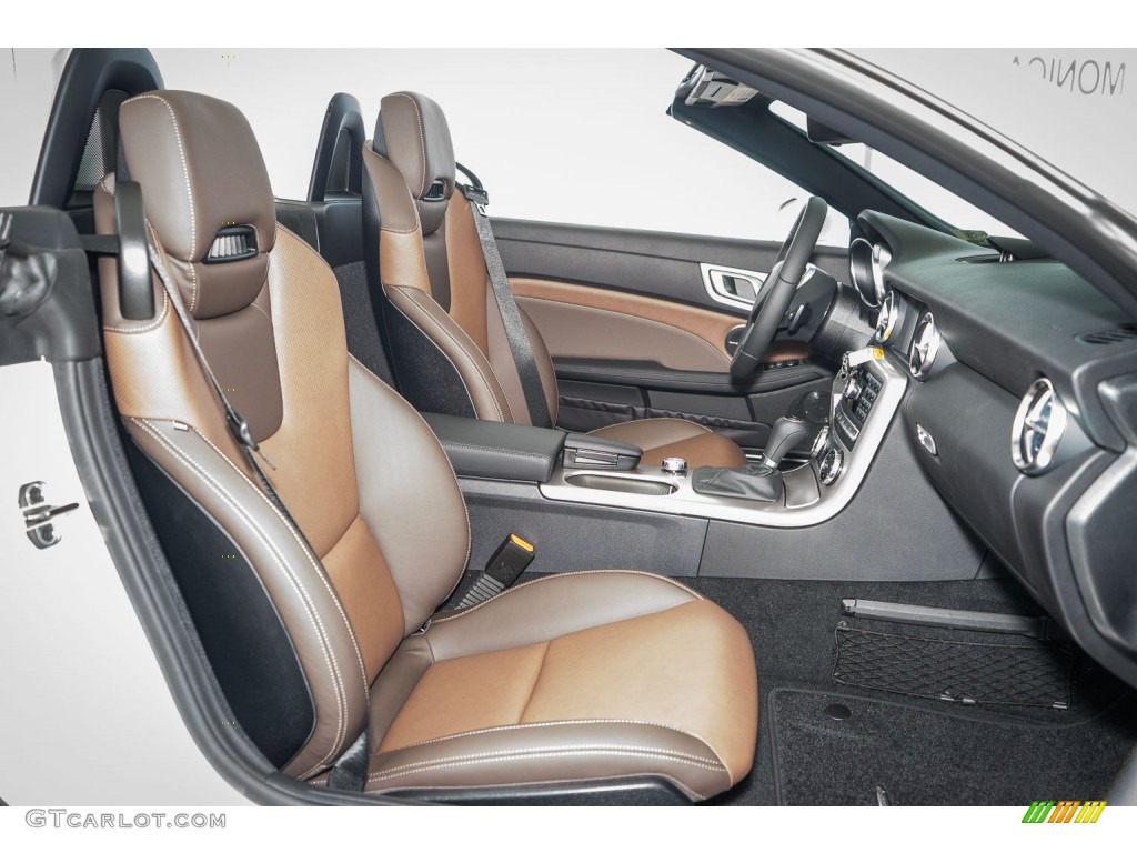 Two-Tone Brown/Black Interior 2016 Mercedes-Benz SLK 350 Roadster Photo #106232668