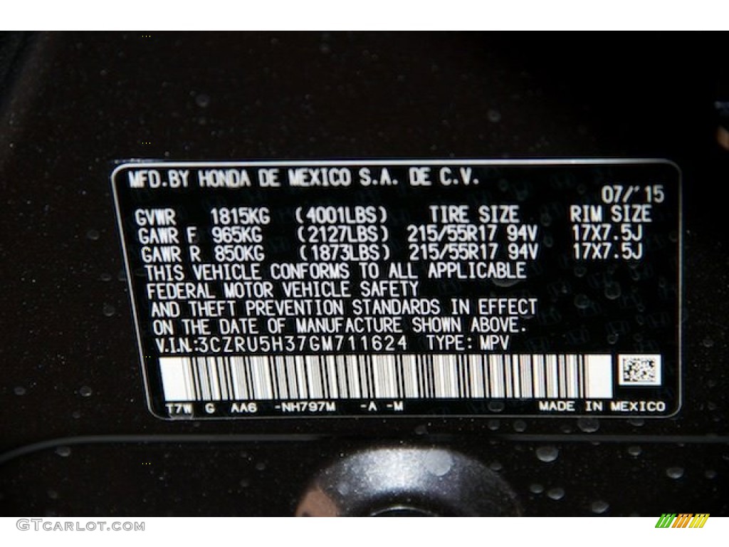 2016 HR-V Color Code NH797M for Modern Steel Metallic Photo #106241347