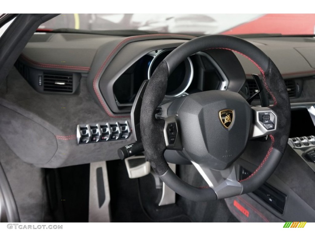 2015 Lamborghini Aventador LP700-4 Pirelli Edition Nero Ade (Black) Steering Wheel Photo #106251516