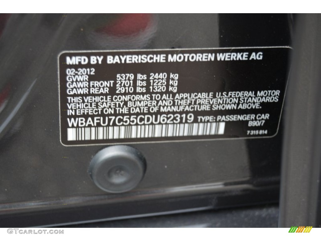 2012 5 Series 535i xDrive Sedan - Dark Graphite Metallic II / Oyster/Black photo #33