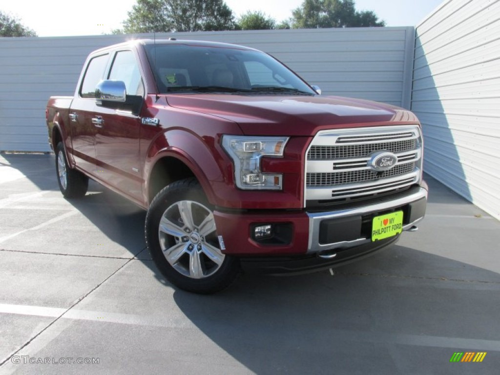 2015 F150 Platinum SuperCrew 4x4 - Ruby Red Metallic / Platinum Brunello photo #1