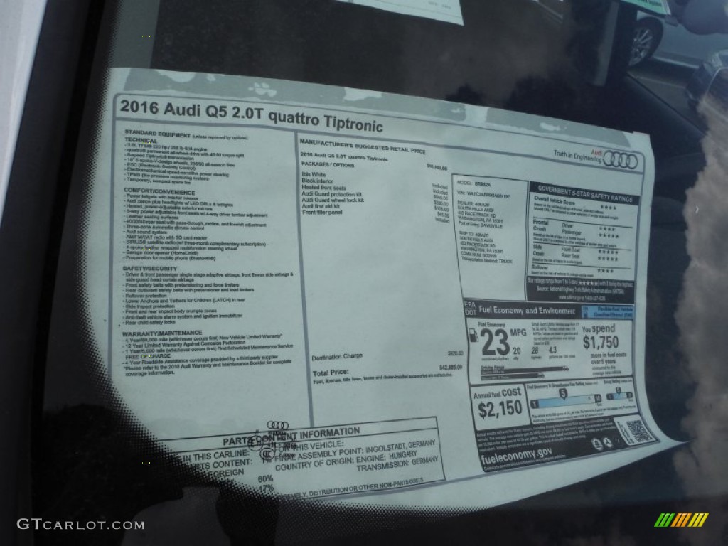 2016 Q5 2.0 TFSI Premium quattro - Ibis White / Black photo #10