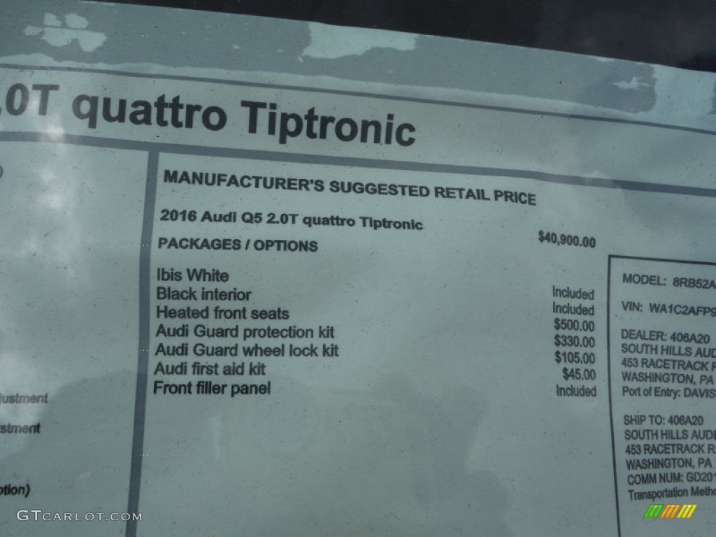 2016 Q5 2.0 TFSI Premium quattro - Ibis White / Black photo #11