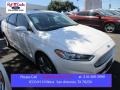 2015 White Platinum Metallic Ford Fusion Hybrid Titanium  photo #1