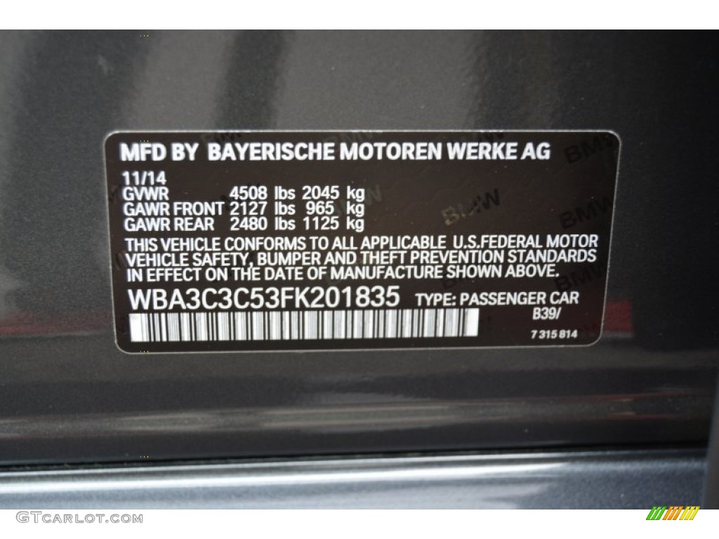 2015 3 Series 320i xDrive Sedan - Mineral Grey Metallic / Black photo #35