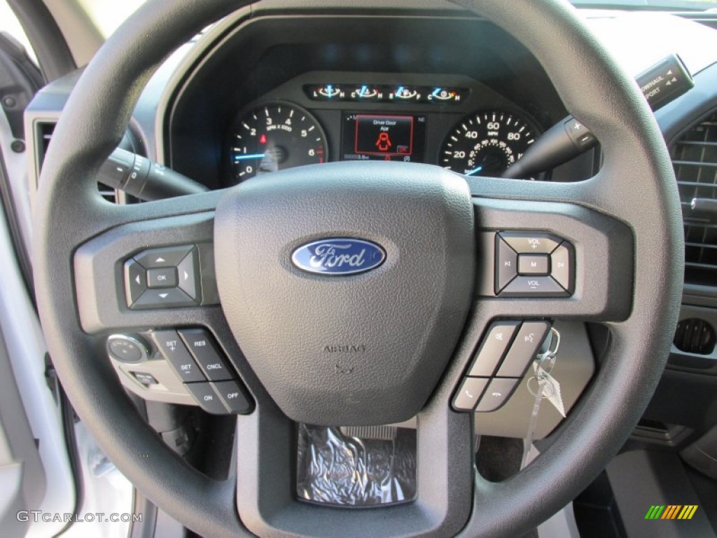 2015 Ford F150 XL SuperCab Medium Earth Gray Steering Wheel Photo #106298042