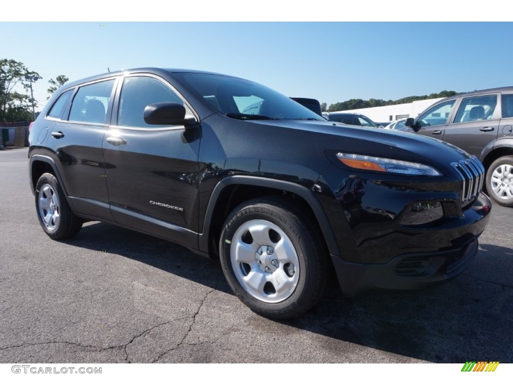 Brilliant Black Crystal Pearl 2016 Jeep Cherokee Sport Exterior Photo #106305245
