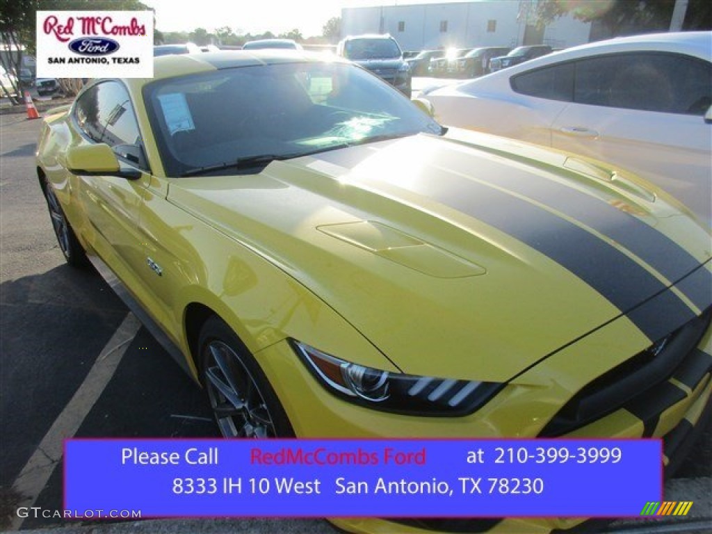 2015 Mustang GT Premium Coupe - Triple Yellow Tricoat / Ebony photo #1