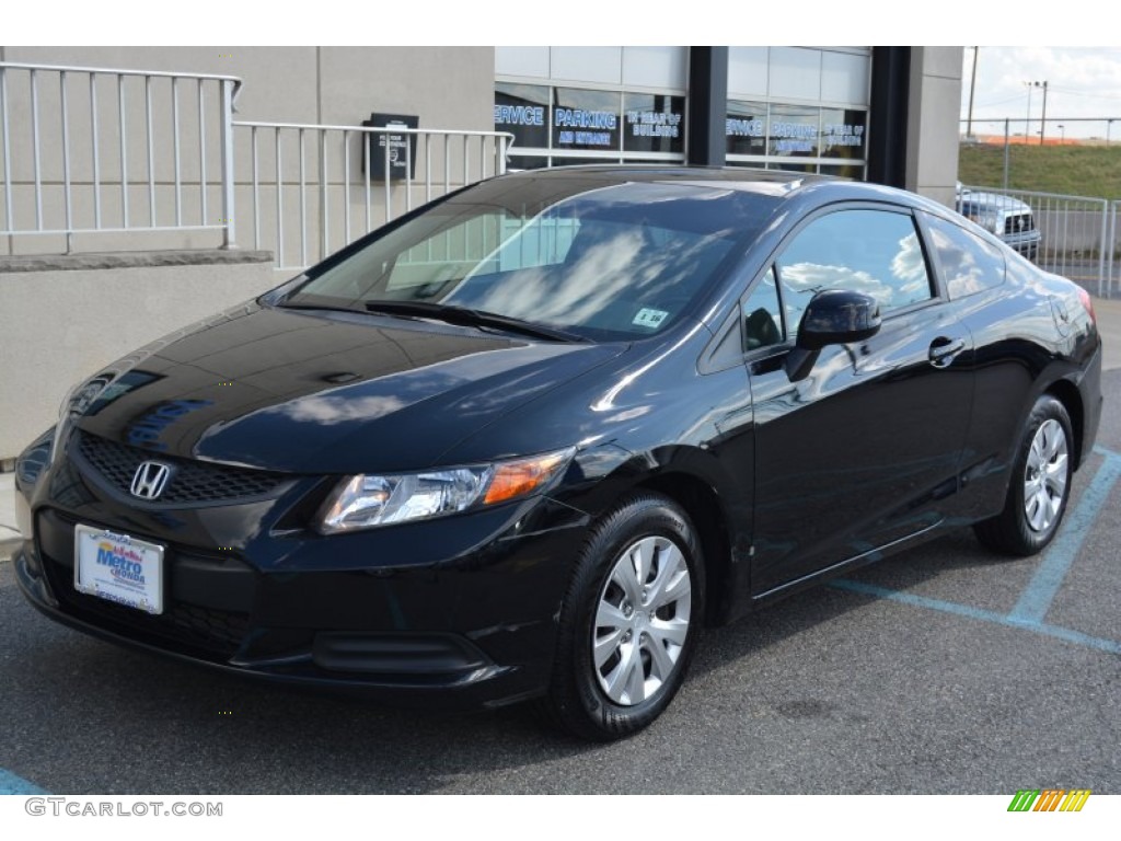 2012 Civic LX Coupe - Crystal Black Pearl / Gray photo #7