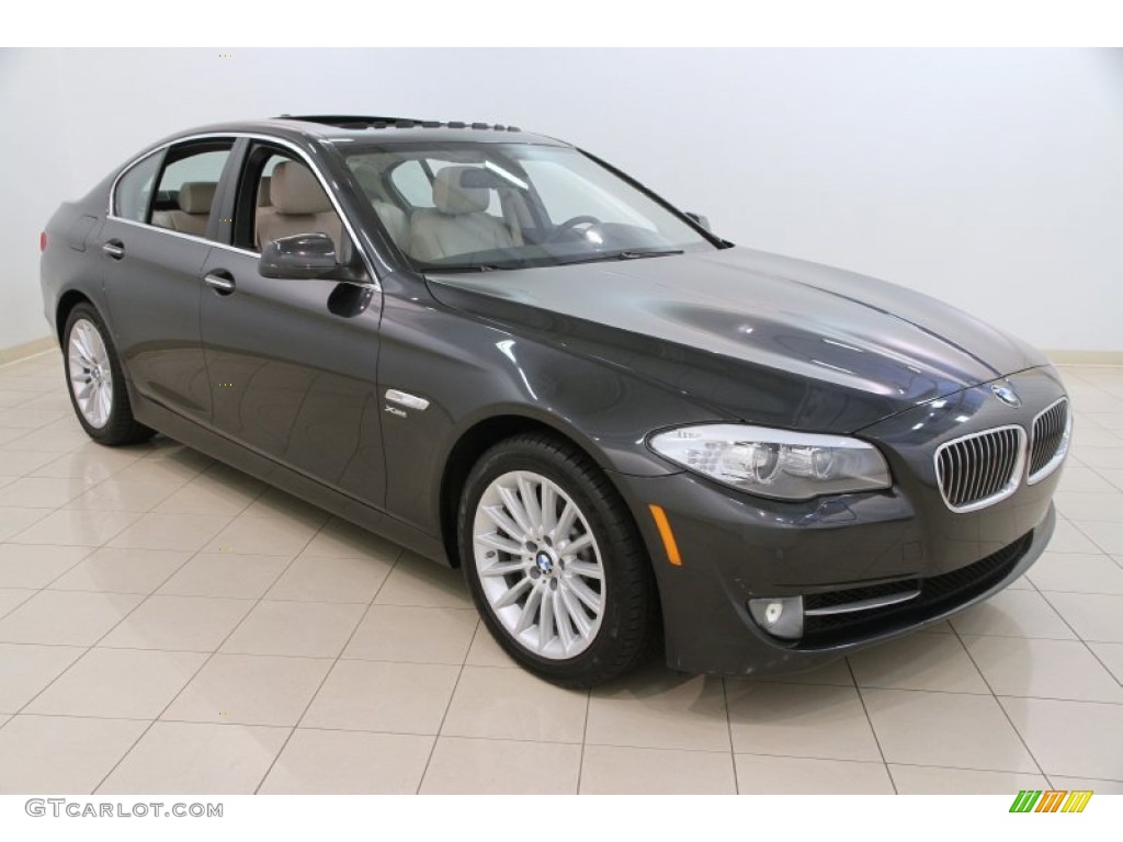 2012 5 Series 535i xDrive Sedan - Dark Graphite Metallic II / Oyster/Black photo #1