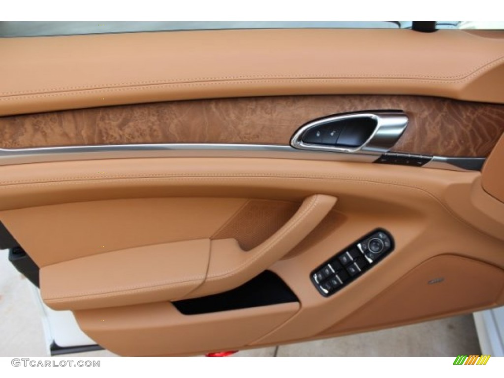 2016 Porsche Panamera Standard Panamera Model Cognac Natural Leather Door Panel Photo #106321370