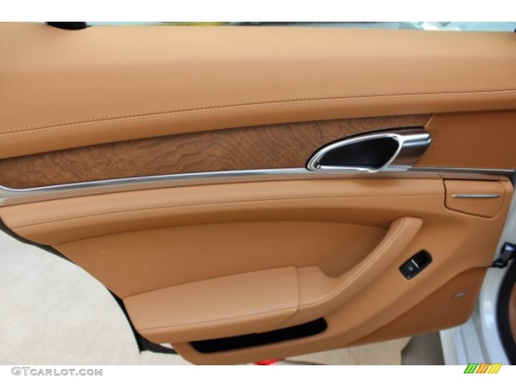 2016 Porsche Panamera Standard Panamera Model Cognac Natural Leather Door Panel Photo #106321892