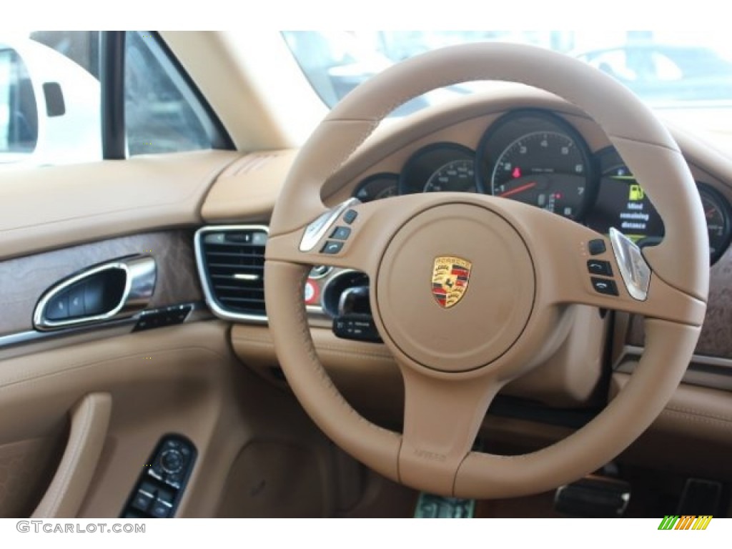 2016 Porsche Panamera Standard Panamera Model Cognac Natural Leather Steering Wheel Photo #106322003
