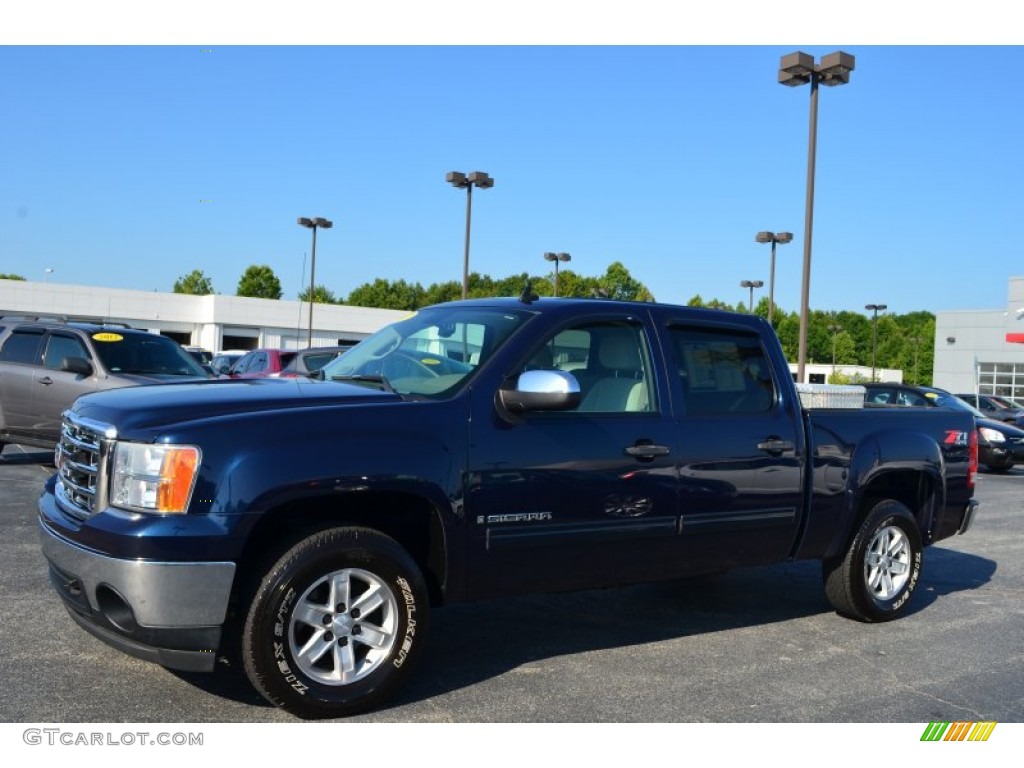 2007 Sierra 1500 SLT Crew Cab 4x4 - Deep Blue Metallic / Ebony Black/Light Cashmere photo #7
