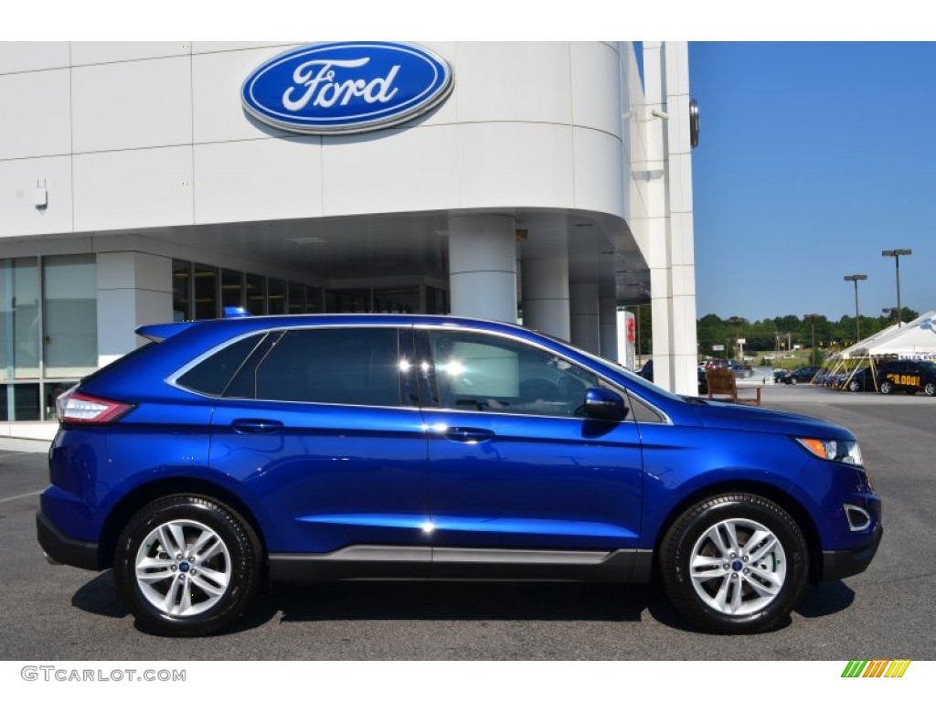 2015 Edge SEL AWD - Deep Impact Blue Metallic / Dune photo #2