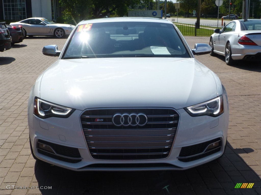 2015 S5 3.0T Prestige quattro Coupe - Ibis White / Black/Magma Red photo #2