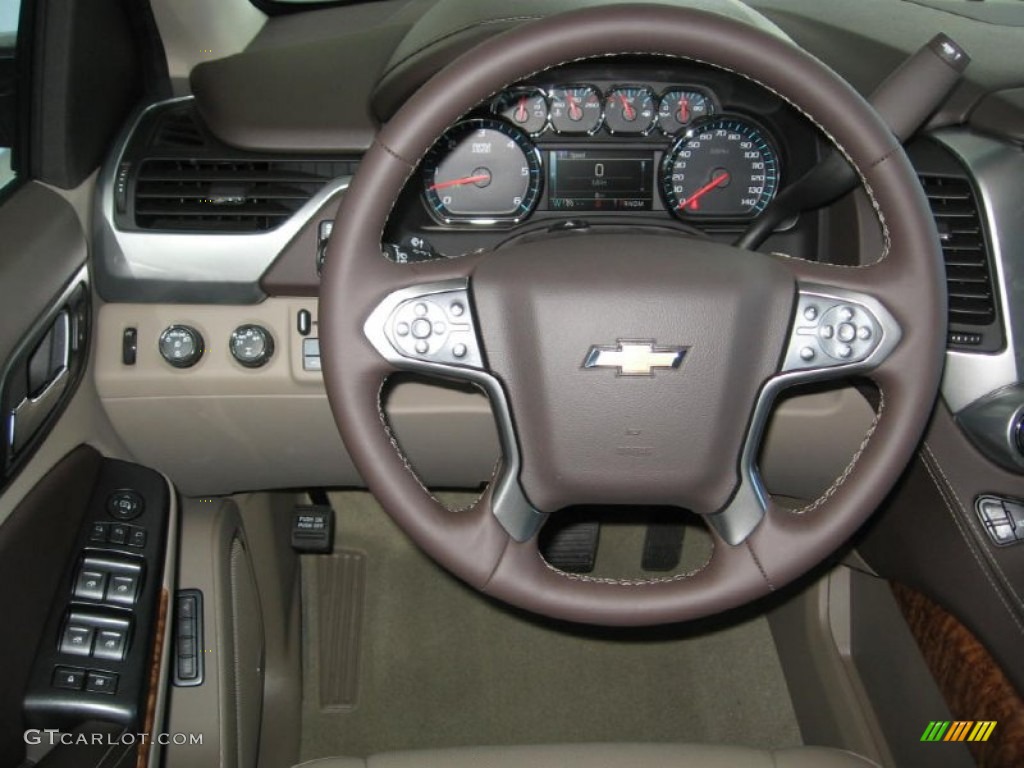 2016 Chevrolet Tahoe LTZ 4WD Cocoa/Dune Steering Wheel Photo #106342433