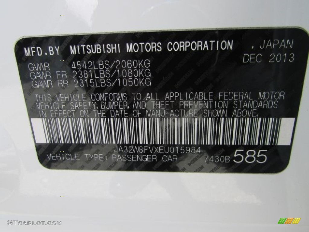 2014 Lancer Evolution GSR - Wicked White / Black photo #31