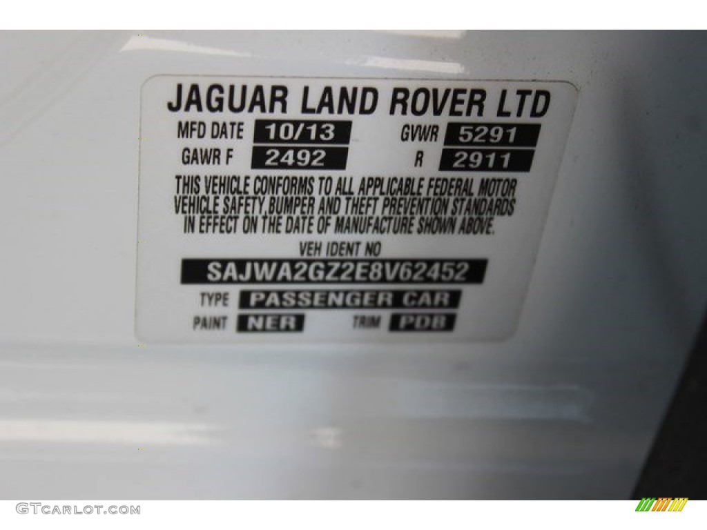 2014 Jaguar XJ XJL Portfolio Color Code Photos