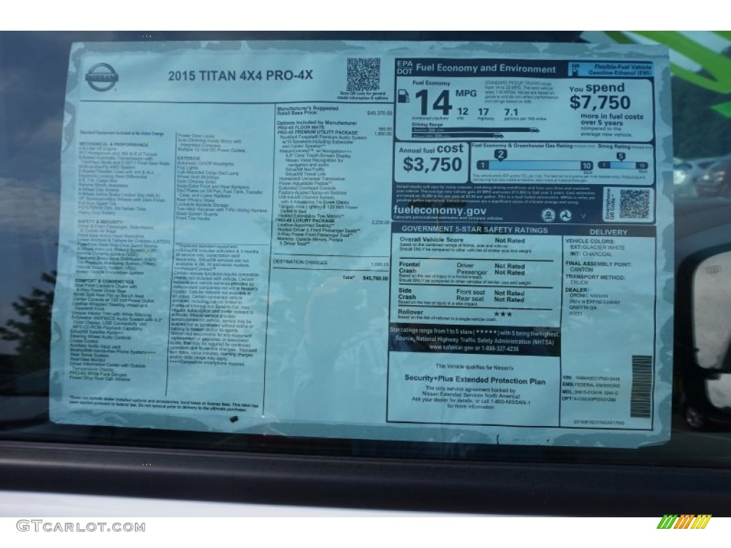 2015 Nissan Titan PRO-4X Crew Cab 4x4 Window Sticker Photos