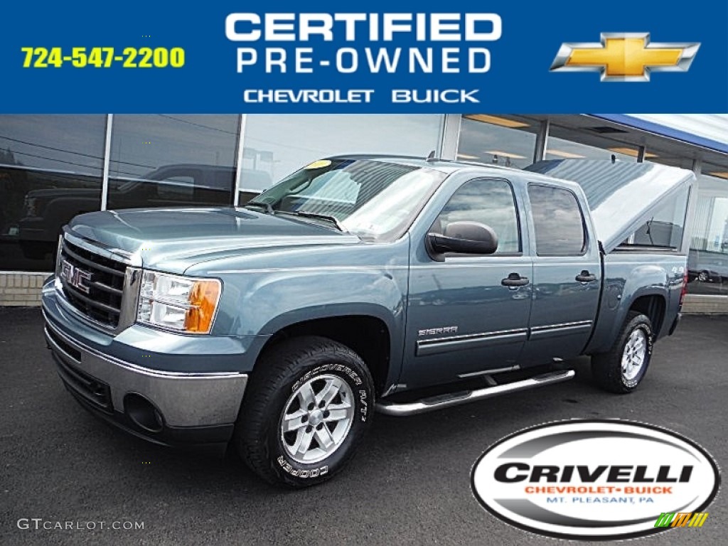 2010 Sierra 1500 SLE Crew Cab 4x4 - Stealth Gray Metallic / Dark Titanium/Light Titanium photo #1