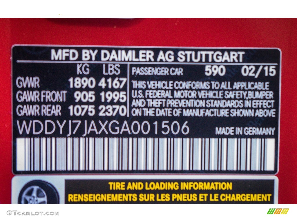 2016 AMG GT S Color Code 590 for Mars Red Photo #106389092