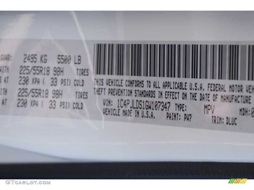 2016 Cherokee Color Code PW7 for Bright White Photo #106394594