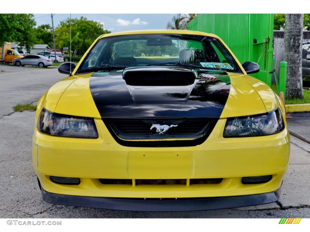 2002 Mustang V6 Coupe - Zinc Yellow / Medium Graphite photo #3
