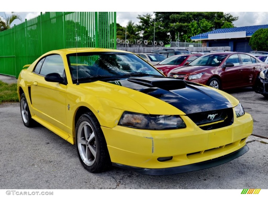 2002 Mustang V6 Coupe - Zinc Yellow / Medium Graphite photo #4