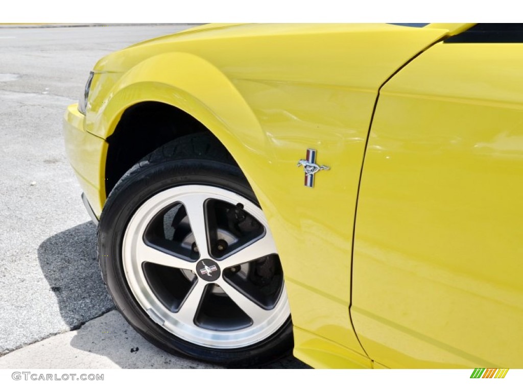 2002 Mustang V6 Coupe - Zinc Yellow / Medium Graphite photo #25