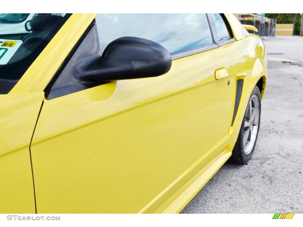 2002 Mustang V6 Coupe - Zinc Yellow / Medium Graphite photo #52