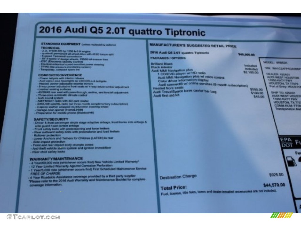2016 Q5 2.0 TFSI Premium quattro - Brilliant Black / Black photo #8